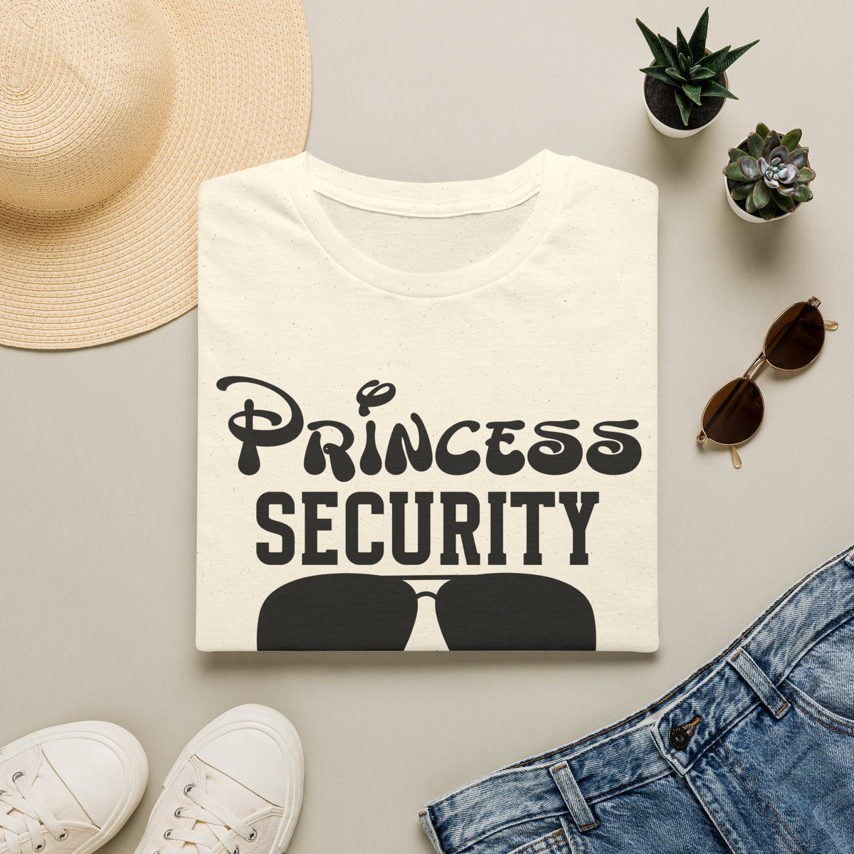 Princess Security T-Shirt | Funny Sunglasses Design | Family Matching Theme Park Disney Tee