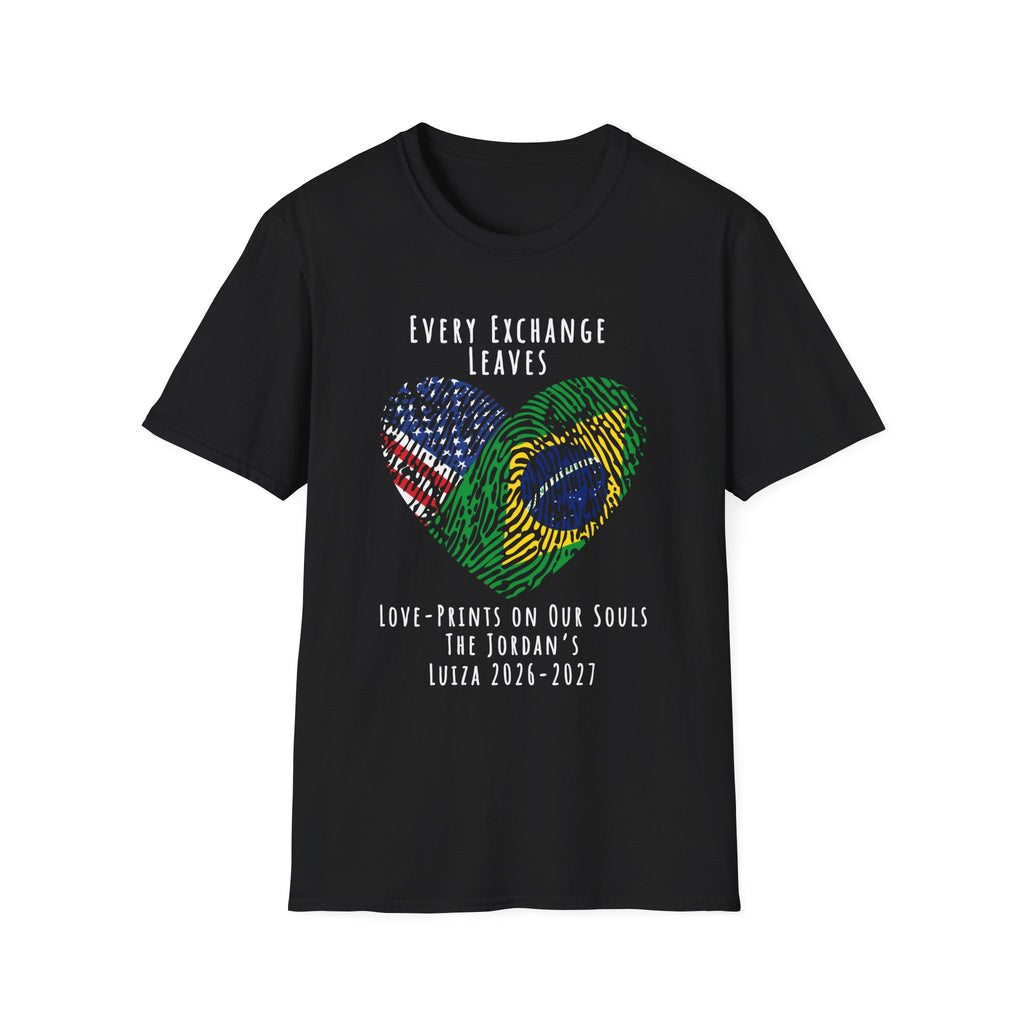 Exchange Student Custom Gift Tee, Personalize Shirt With Two Flags Host Country and Exchange Country Fingerprint Heart, From Host Family