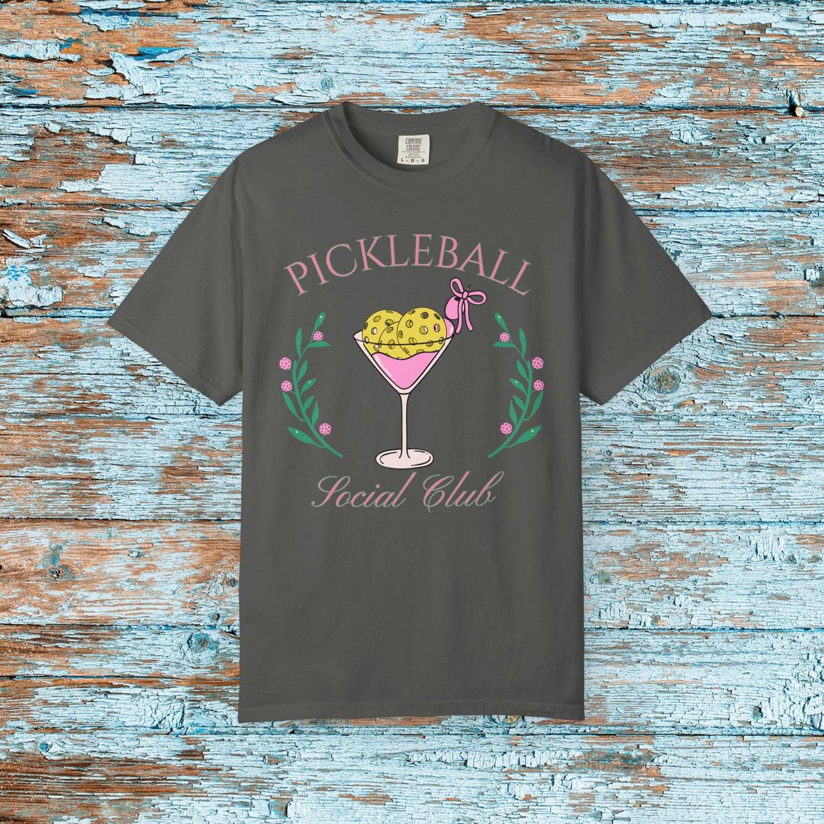 Pickleball Funny Comfort Colors Shirt Pickleball Social Club Coquette Bow Cocktail Shirt for Her Him Mom Team Pickleball Lover Player Gift