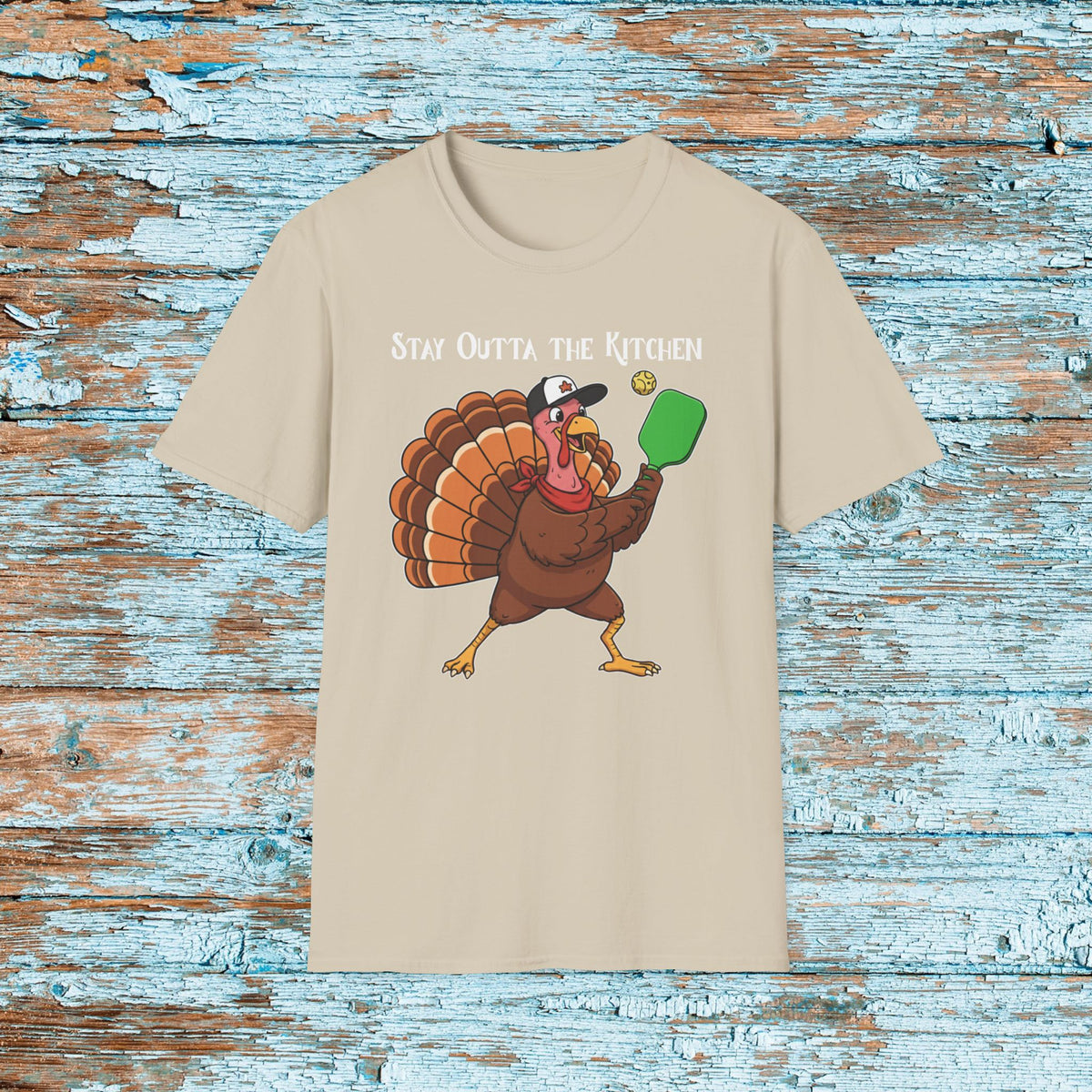 Thanksgiving Pickleball Funny Turkey Paddle Unisex Softstyle T-Shirt Team Shirt for Mom Grandma Dad Favorite Player Gift Matching Shirt
