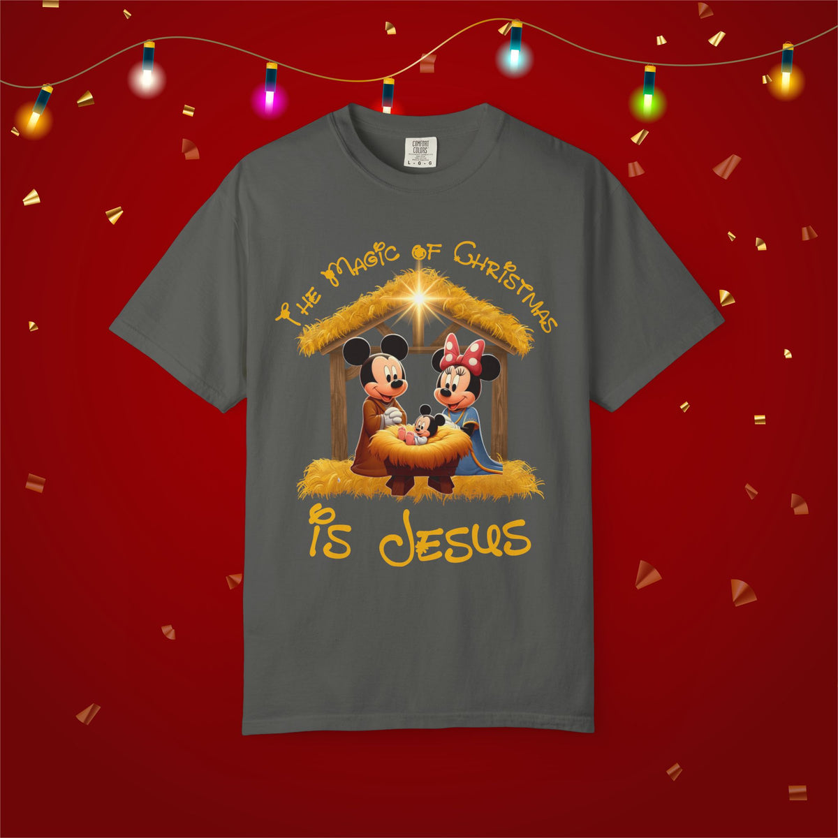Comfort Colors Jesus Mickey Magic Family Matching Shirts Greatest Gift of all Nativity Shirt Christian Christmas Religious Shirt Bible Verse