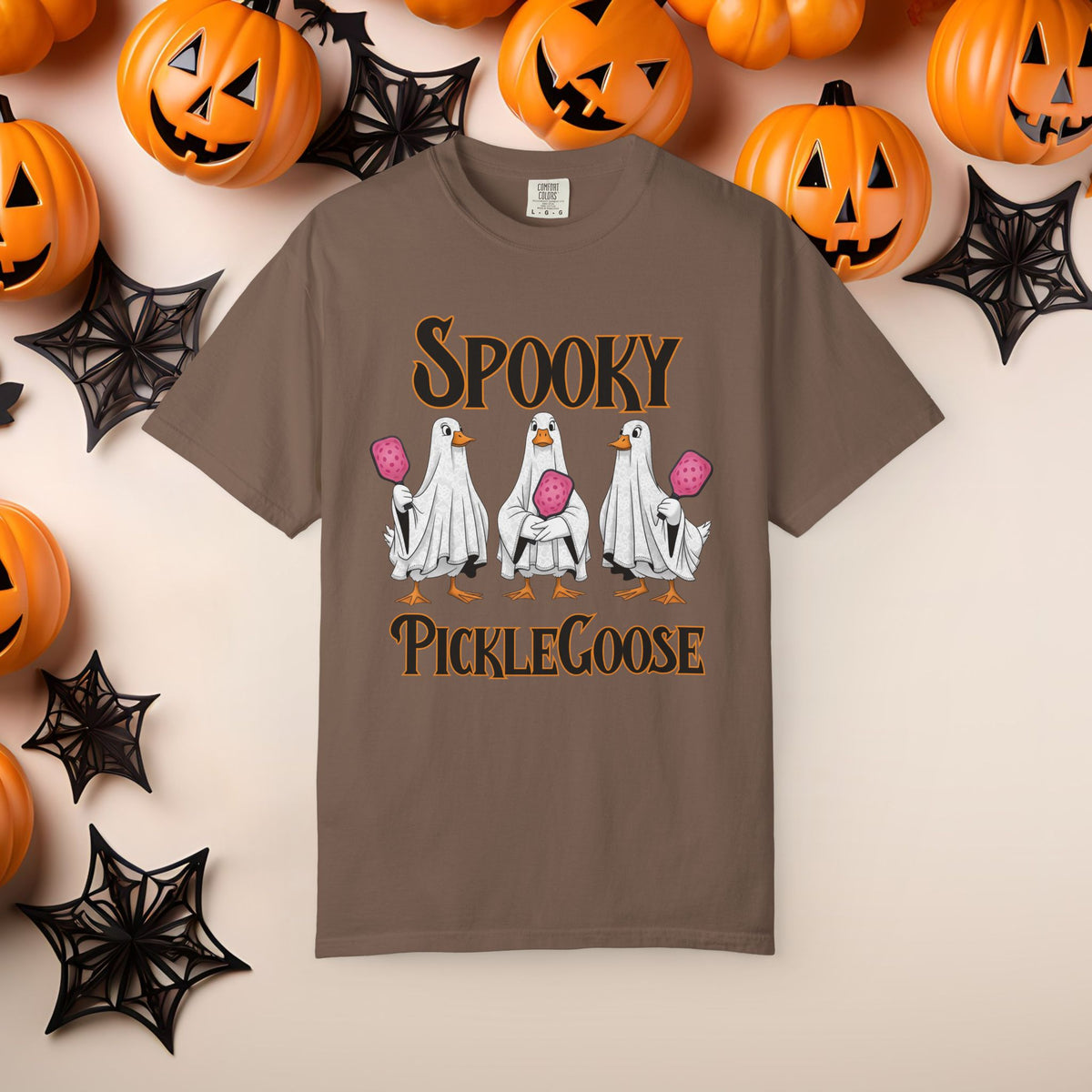 Pickleball Spooky Goose Comfort Colors Halloween Silly Goose Ghost Shirt Scary Geese Playing Pickleball Boo Trick or Treat Fall Shirt