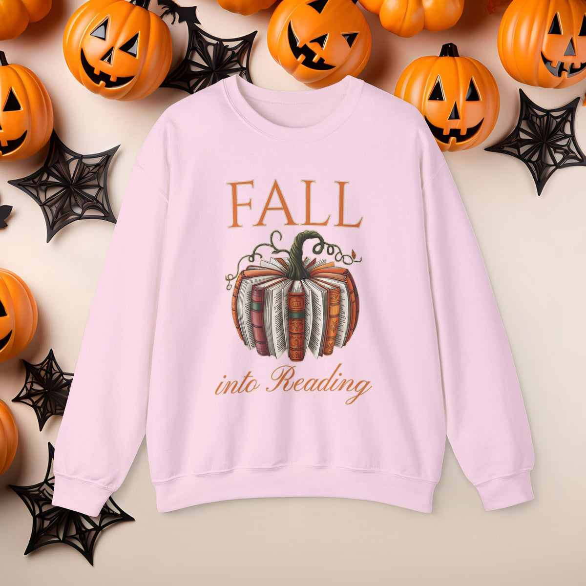 Funny Halloween Pumpkin Reading Bookish Crewneck Cute Fall Fun Pumpkin Cozy Season Sweatshirt Autumn Book Club Shirt for Mom Daughter Bestie