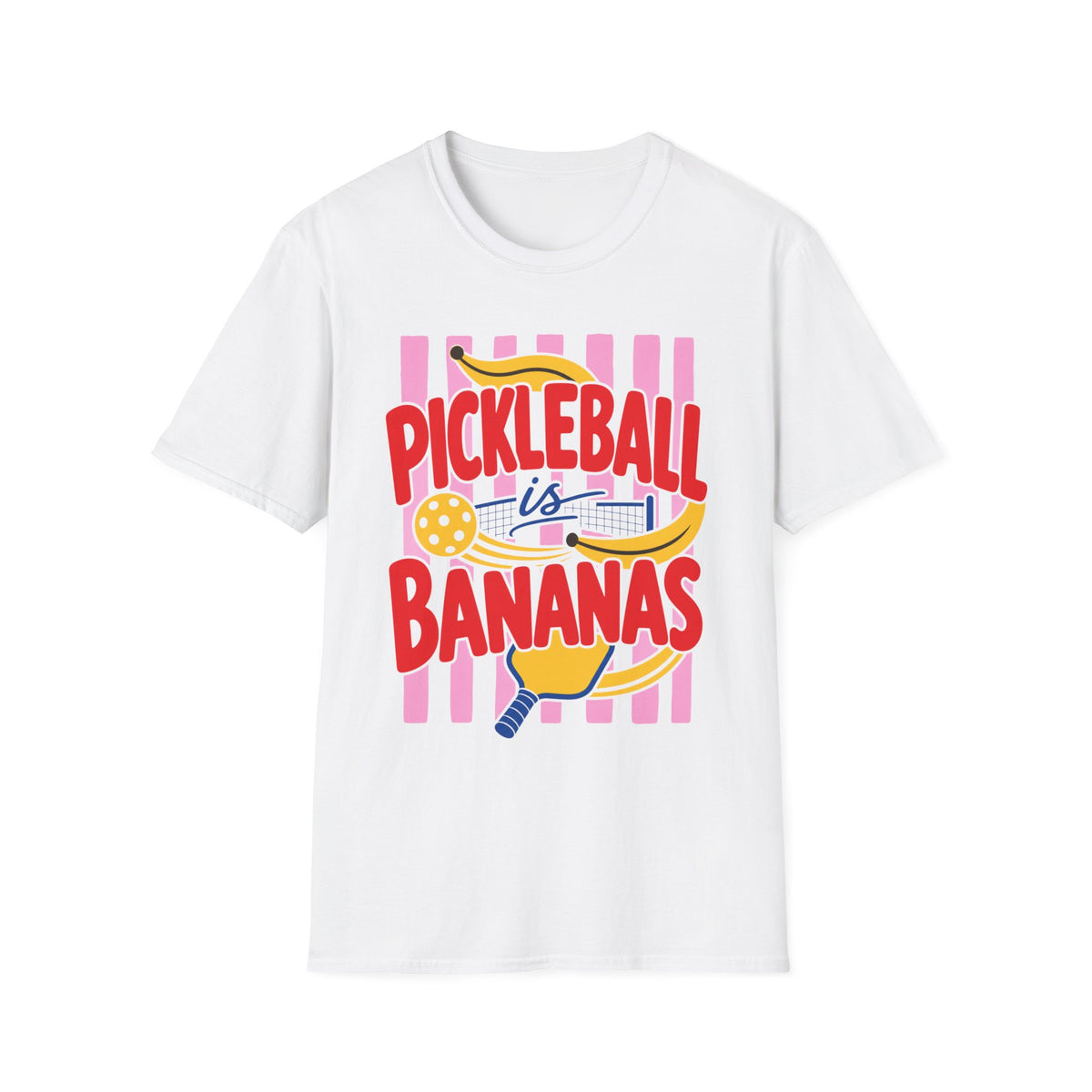Bananas About Pickleball T-Shirt | Retro Fruits Stripes Design | Pickleball Player Shirt | Pickleball Gift for Mom Her