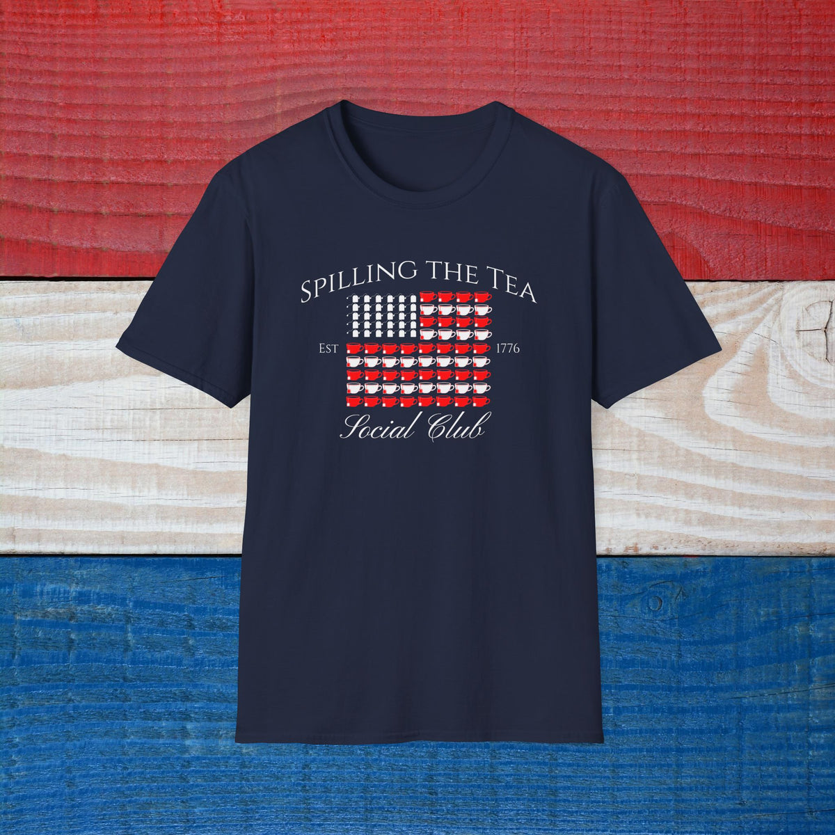 Spilling the Tea Patriotic American Flag T-Shirt, 1776 Shirt, July 4th Shirt, Tea Lover Shirt, Boston Tea Party, 250th Celebration