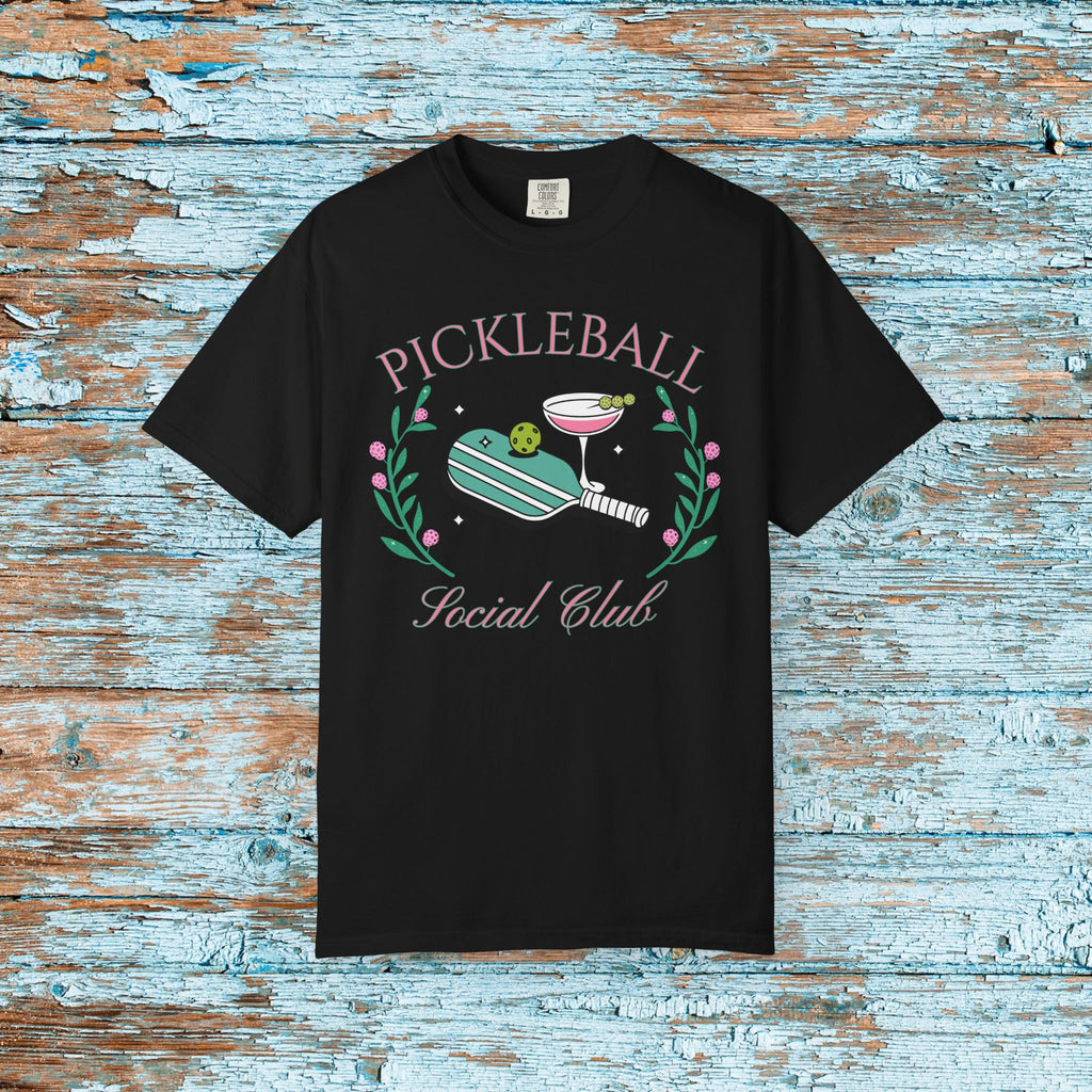 Pickleball Funny Comfort Colors Shirt Pickleball Social Club Coquette Bow Cocktail Shirt for Her Him Mom Team Pickleball Lover Player Gift
