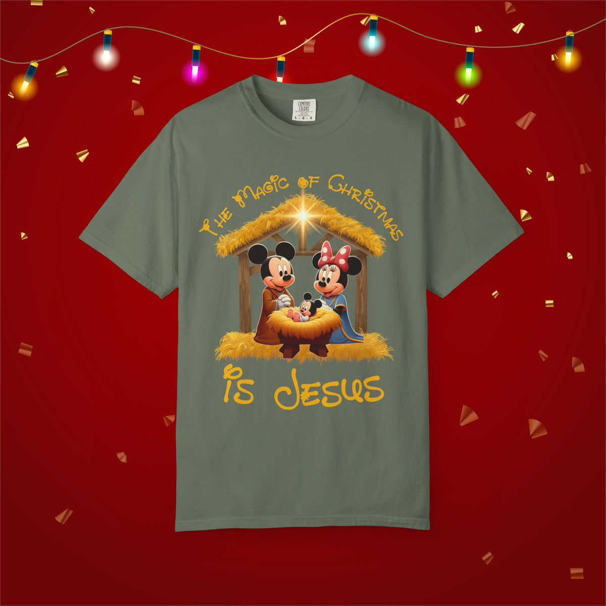 Comfort Colors Jesus Mickey Magic Family Matching Shirts Greatest Gift of all Nativity Shirt Christian Christmas Religious Shirt Bible Verse