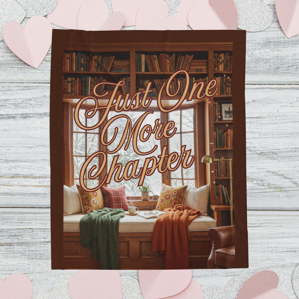 Just One More Chapter Blanket | Cozy Reading Nook Throw | Book Lover Gift | Reading Blanket for Readers | Bookish Home Decor |Book Club Gift