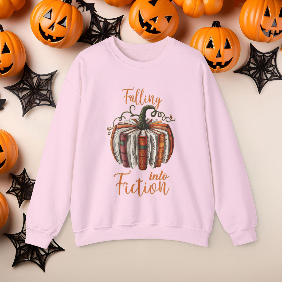 Funny Halloween Pumpkin Reading Bookish Crewneck Cute Fall Fun Pumpkin Cozy Season Sweatshirt Autumn Book Club Shirt for Mom Daughter Bestie