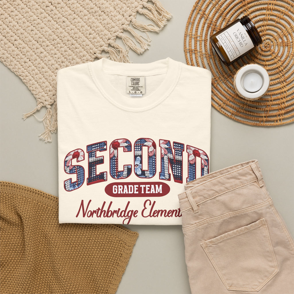 Custom Teacher Team T-shirt | Garment-Dyed School Spirit Tee, Custom Grade and School, Personalized Name & Number