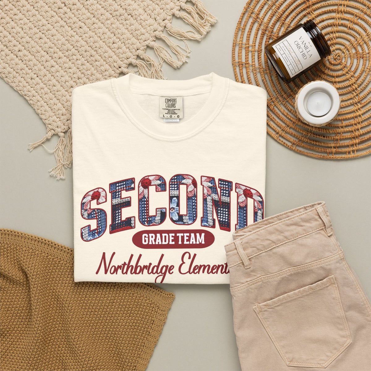 Custom Teacher Team T-shirt | Garment-Dyed School Spirit Tee, Custom Grade and School, Personalized Name & Number