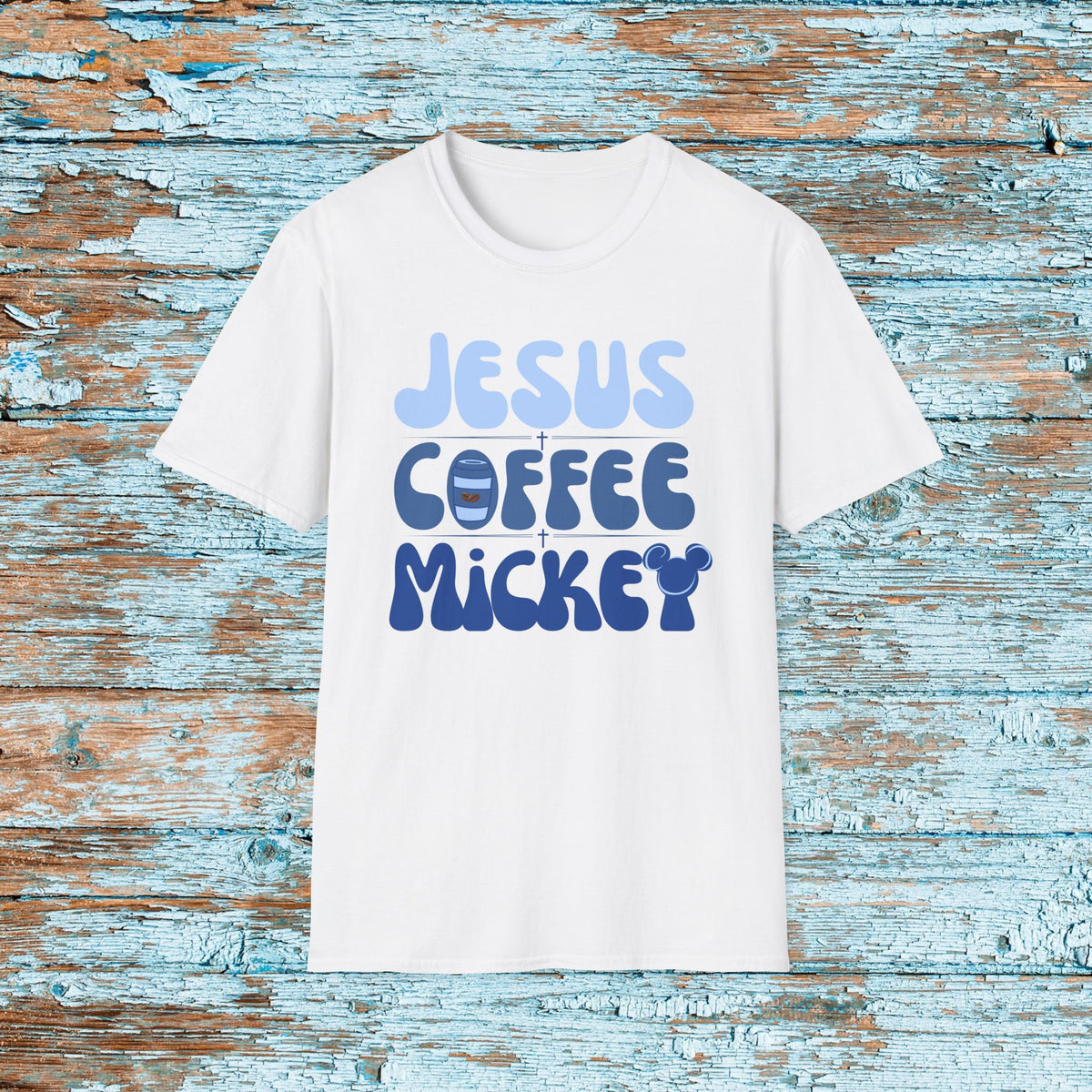 Jesus Coffee Mickey Fun Softstyle T-Shirt Perfect gift for Jesus Coffee and Mickey Lover. Church Theme Park Coffee