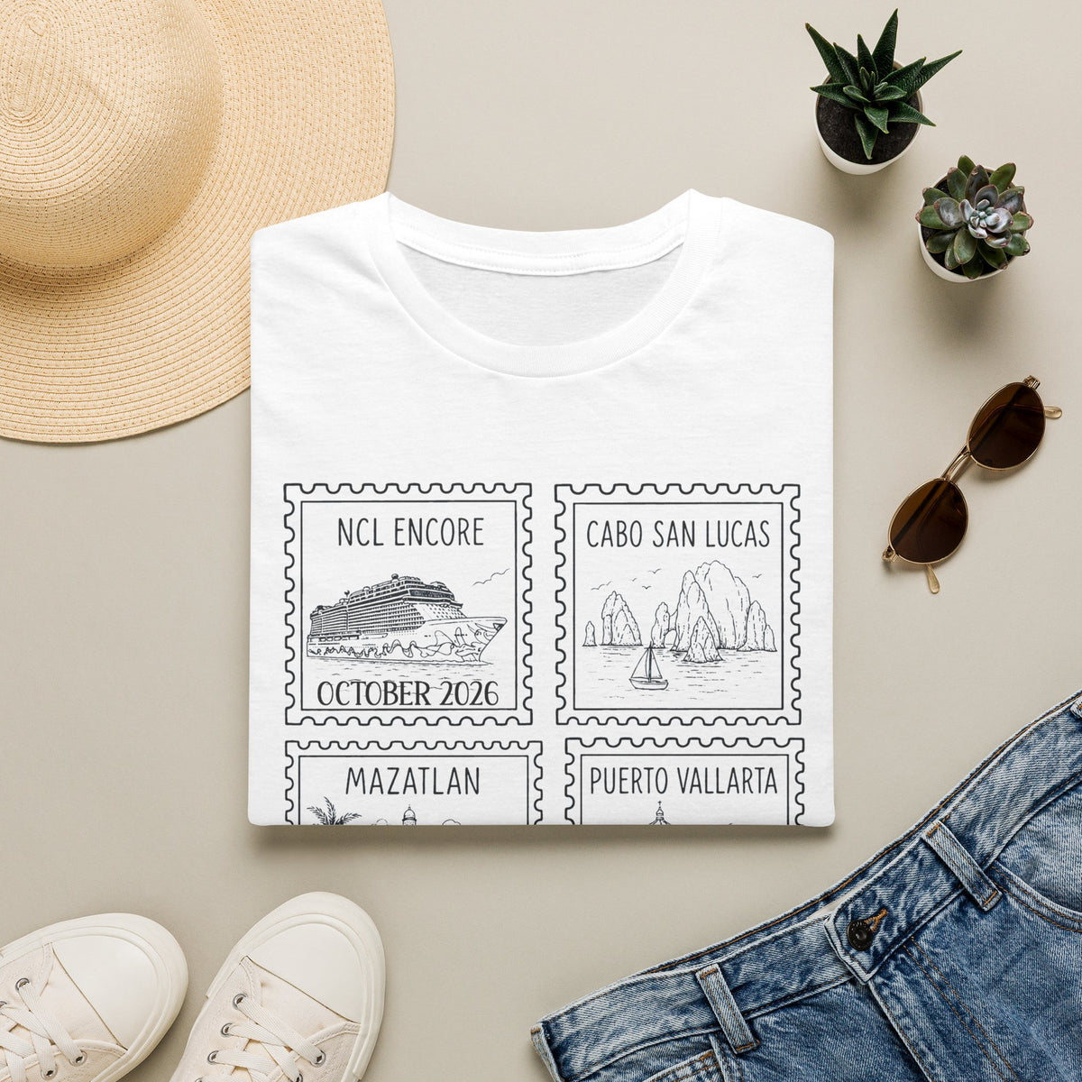 Custom Cruise Black Stamp Aesthetic Family Vacation Matching T-Shirt, Personalized Cruise Ship Tee, Custom Tee
