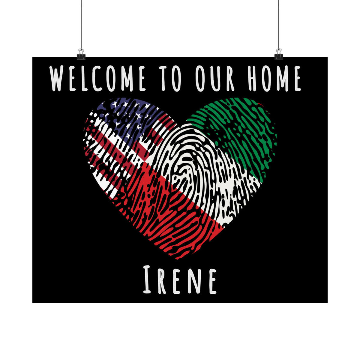 Exchange Student Welcome Airport Poster Custom Matte Horizontal Poster to Personalize with Any Two Flags Phrase and Name Dorm Room Decor