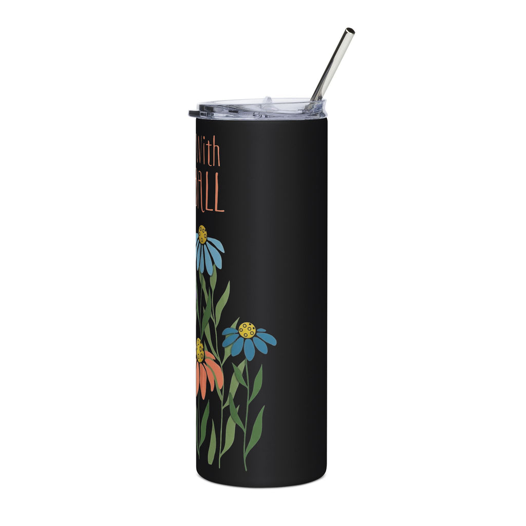 Pickleball Self Love Tumbler, Boho Floral Pickleball Cup, 20oz Stainless Steel Travel Mug, Pickleball Gift for Women, Mom, Grandma, Team