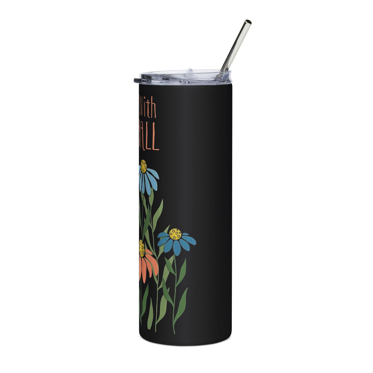 Pickleball Self Love Tumbler, Boho Floral Pickleball Cup, 20oz Stainless Steel Travel Mug, Pickleball Gift for Women, Mom, Grandma, Team
