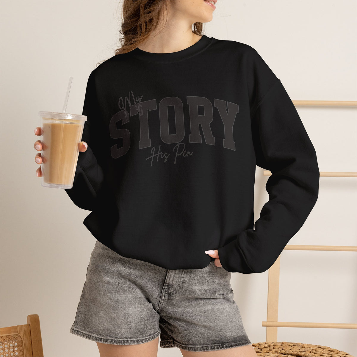 Christian Crewneck Sweatshirt, Jesus Shirt, God and Jesus Lover, Small Group Shirt. Church Sweater, Witness for Christ, His Pen Dark Font