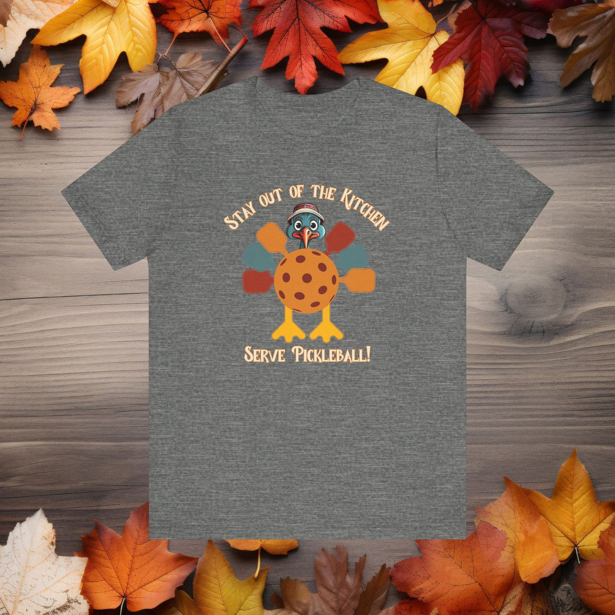Funny Pickleball Thanksgiving Turkey Shirt Short Sleeve Tee Cute Pickleball Turkey Playing Pickleball Fall Shirt for Pickleball Player
