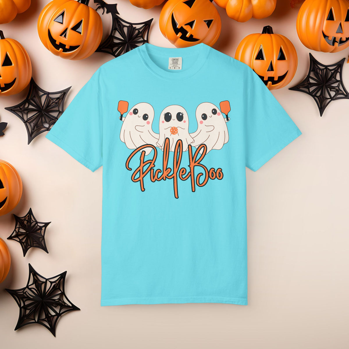 Pickleball Comfort Colors Halloween Ghost Shirt Cute Ghosts Playing Pickleball Boo Trick or Treat Fall Shirt for Pickleball Player