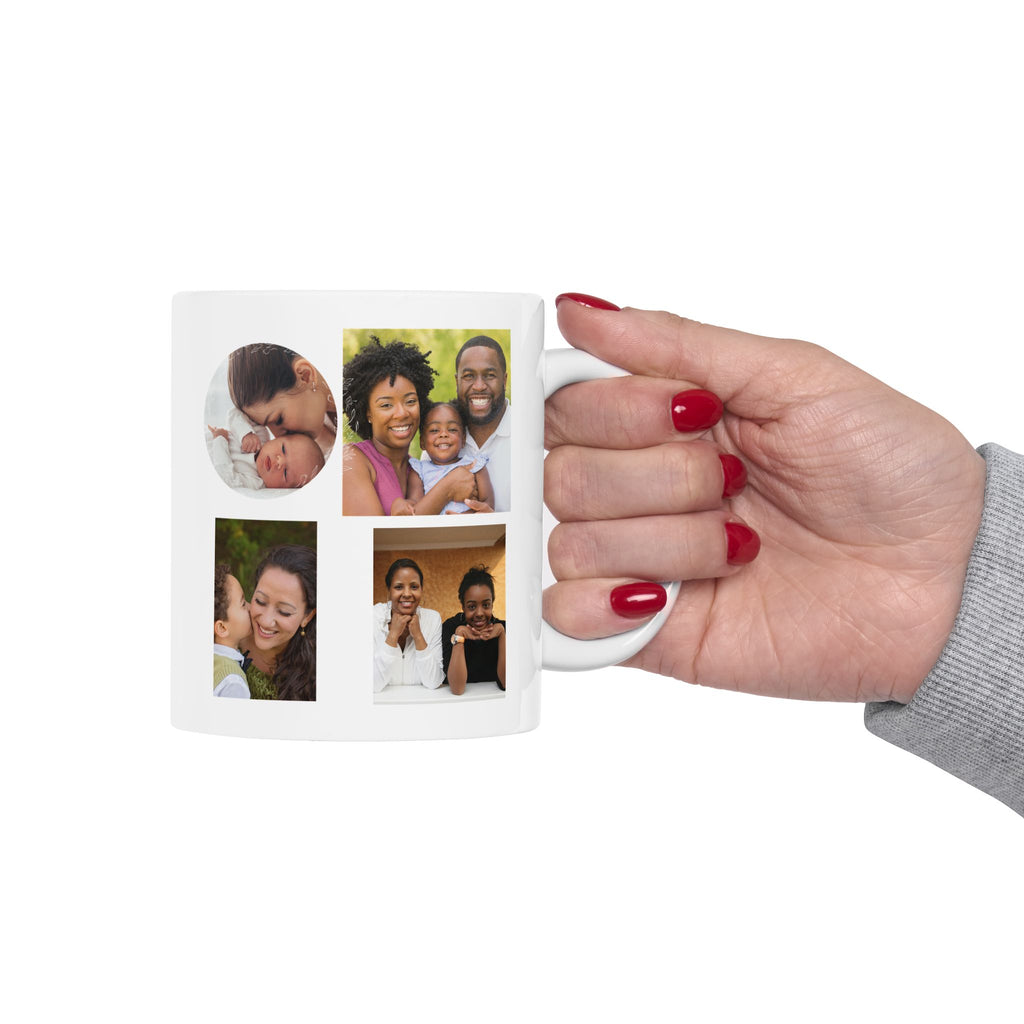 Custom Photo Collage 11 oz Ceramic Coffee Mug, Personalized Photo Gift for Mom, Grandma Birthday Gift, Tea Cup Coffee Lover