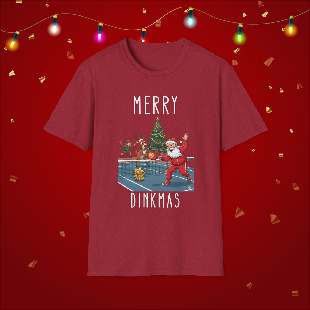 Christmas Pickleball Funny Santa Merry Dinkmas Unisex Softstyle T-Shirt Team Shirt for Mom Grandma Dad Favorite Player Gift Xmas Gift