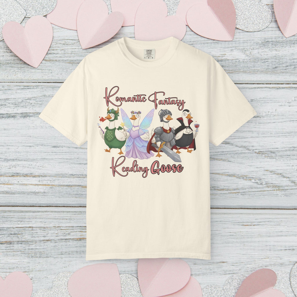 Romantic Fantasy Silly Goose T-Shirt | Comfort Colors Tee | Book Lover Shirt | Cozy Reading Gift | Whimsical Goose Aesthetic |Book Club Gift