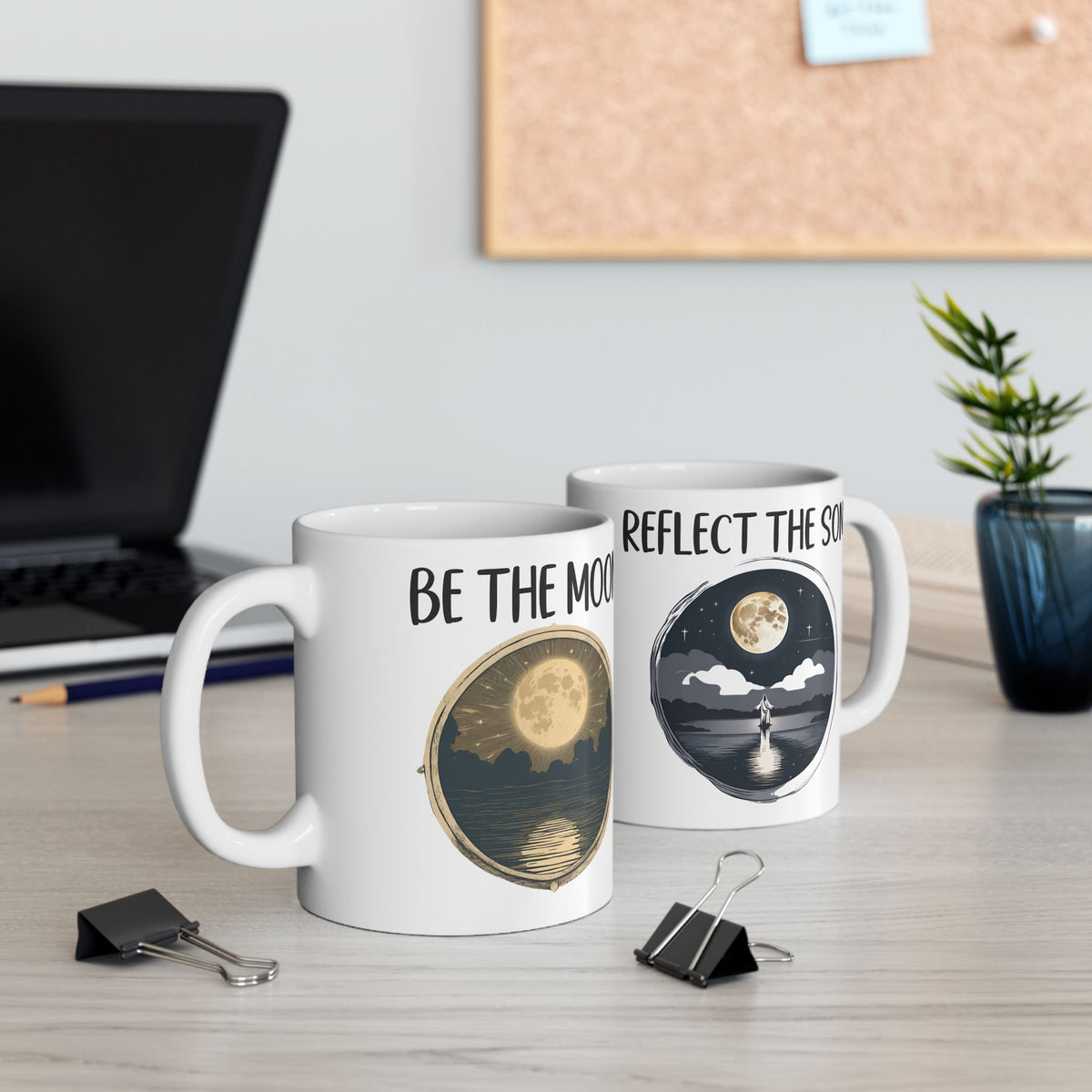 Christian Be the Moon Reflect the Son Jesus Ceramic Mug, (11oz, 15oz) Gift for Mom, Dad, Pastor Gift, Church Small Group, Home Decor