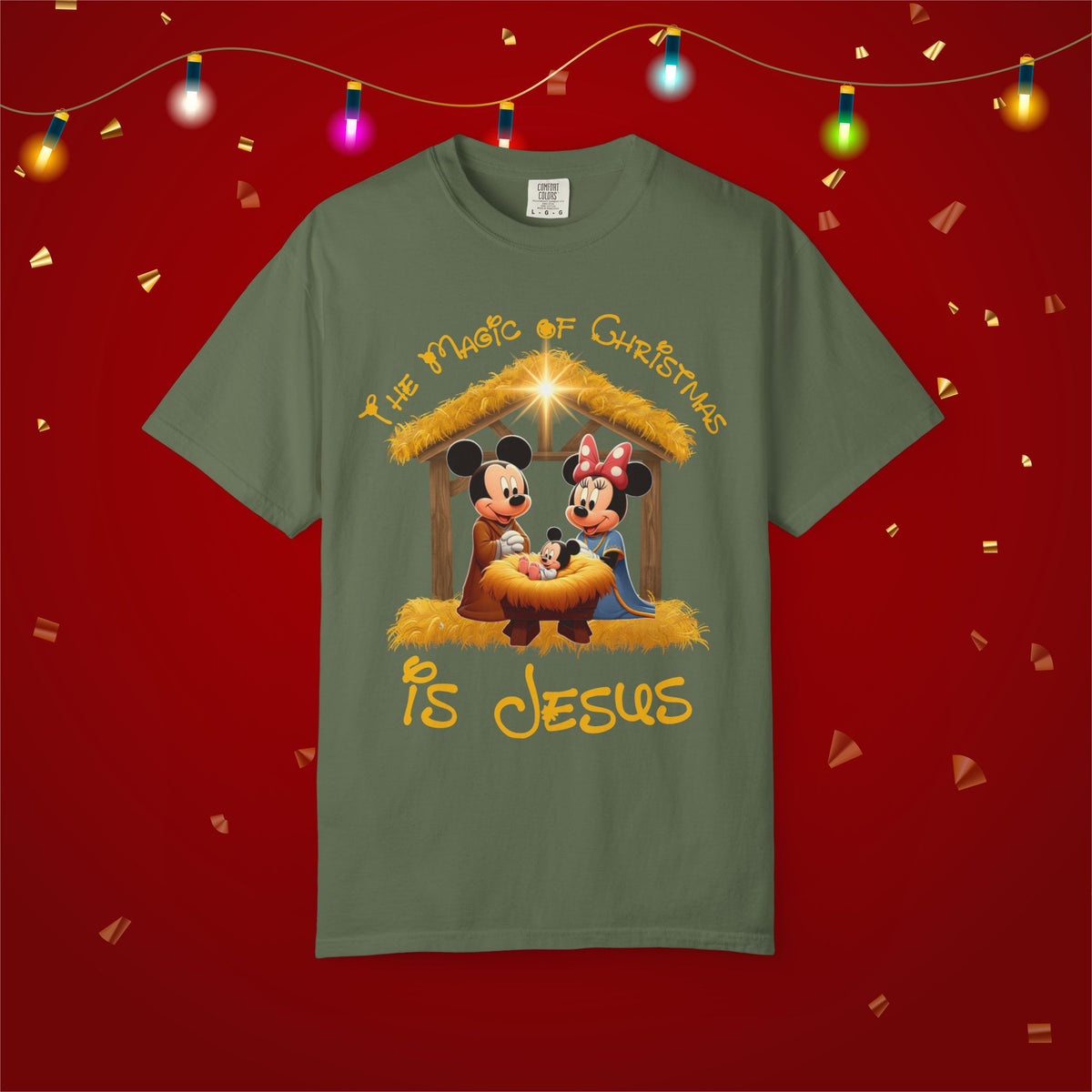 Comfort Colors Jesus Mickey Magic Family Matching Shirts Greatest Gift of all Nativity Shirt Christian Christmas Religious Shirt Bible Verse