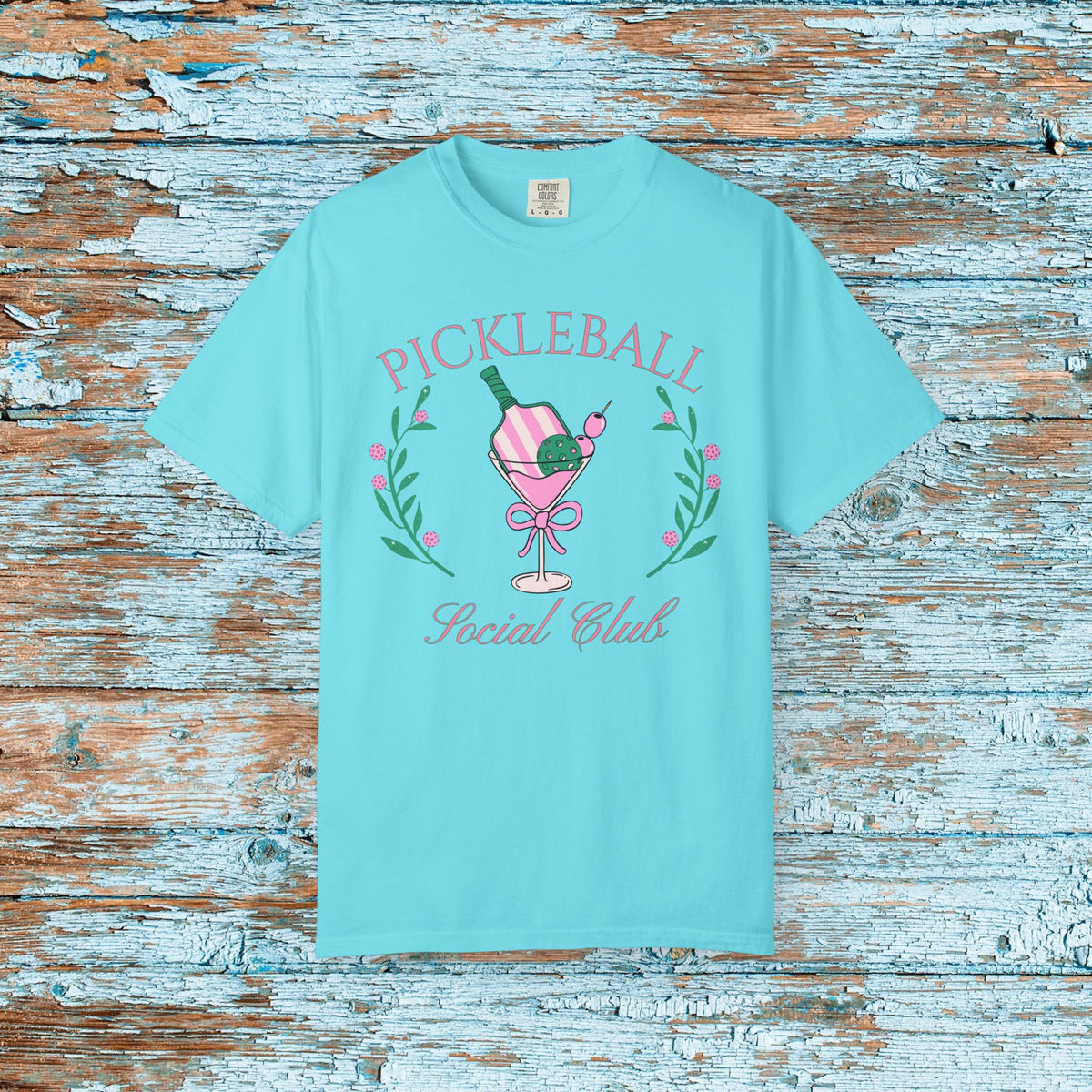 Pickleball Funny Comfort Colors Shirt Pickleball Social Club Coquette Bow Cocktail Shirt for Her Him Mom Team Pickleball Lover Player Gift