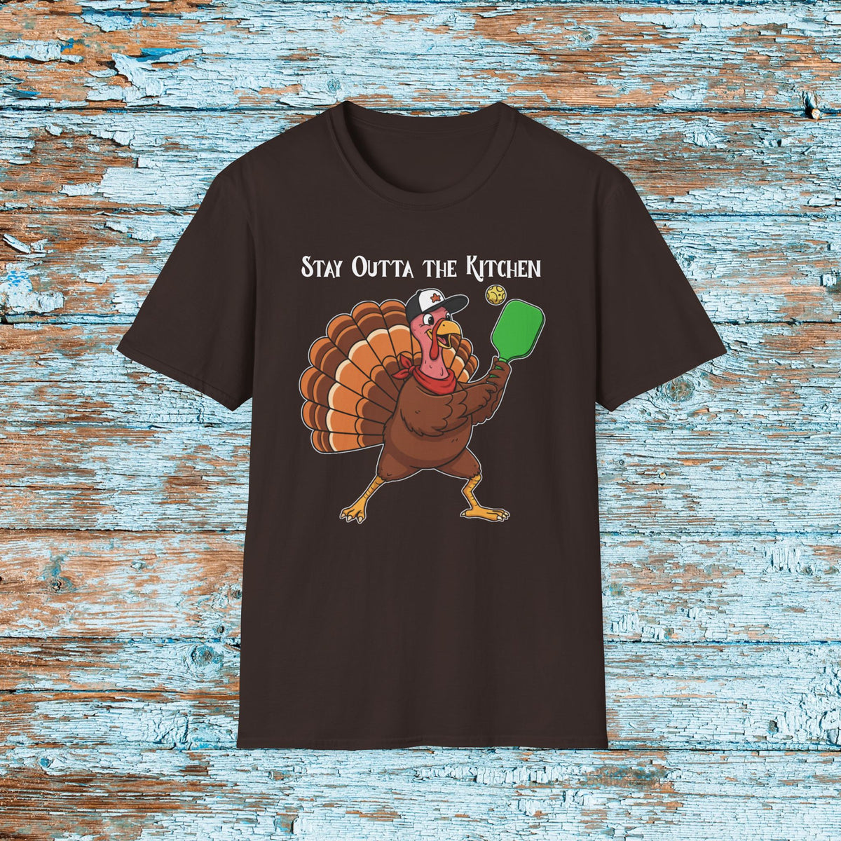 Thanksgiving Pickleball Funny Turkey Paddle Unisex Softstyle T-Shirt Team Shirt for Mom Grandma Dad Favorite Player Gift Matching Shirt