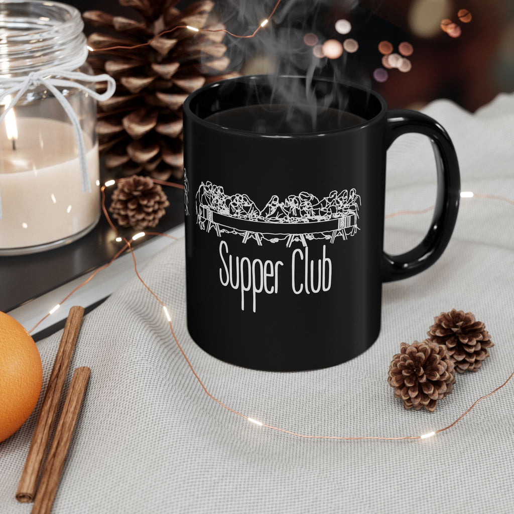 Supper Club Last Supper Jesus Black Mug (11oz, 15oz) Easter Gift Baptism Christian Gift for Small Group Christian Home Decor