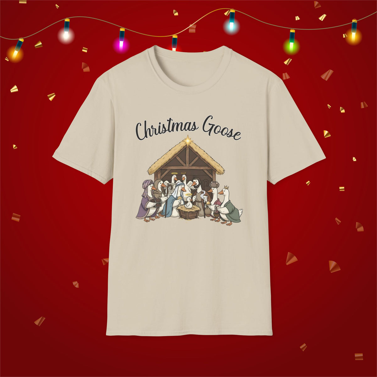 Christmas Goose Nativity Funny Silly Goose Unisex Softstyle T-Shirt Jesus Christian Shirt for Mom Grandma Xmas Manger T-Shirt