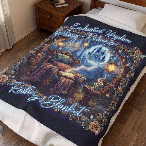 Book Lover Reading Fantasy Romance Velveteen Plush Blanket - Gift for Bookish Girl, Bookclub Best Friend, Daughter, Mom, Wife Cozy, Literary
