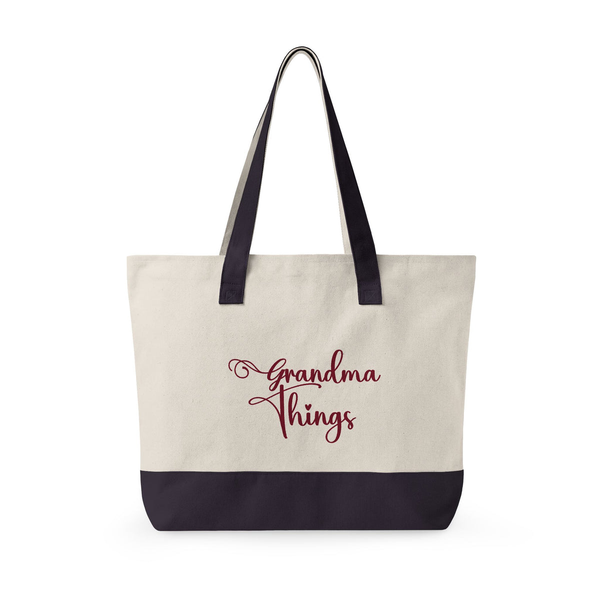 Grandma Things Tote Zippered Canvas Tote | Market Bag, Everyday Carry, Custom Nana, Mimi, Gigi, Gift, Pickleball Bingo Bag for Gram