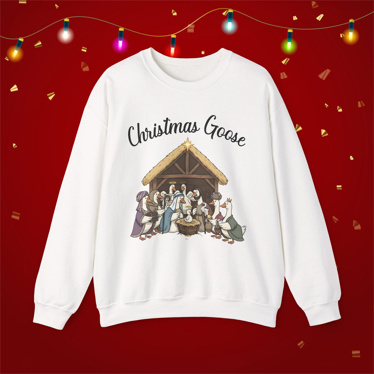 Christmas Goose Nativity Unisex Heavy Blend™ Crewneck Sweatshirt