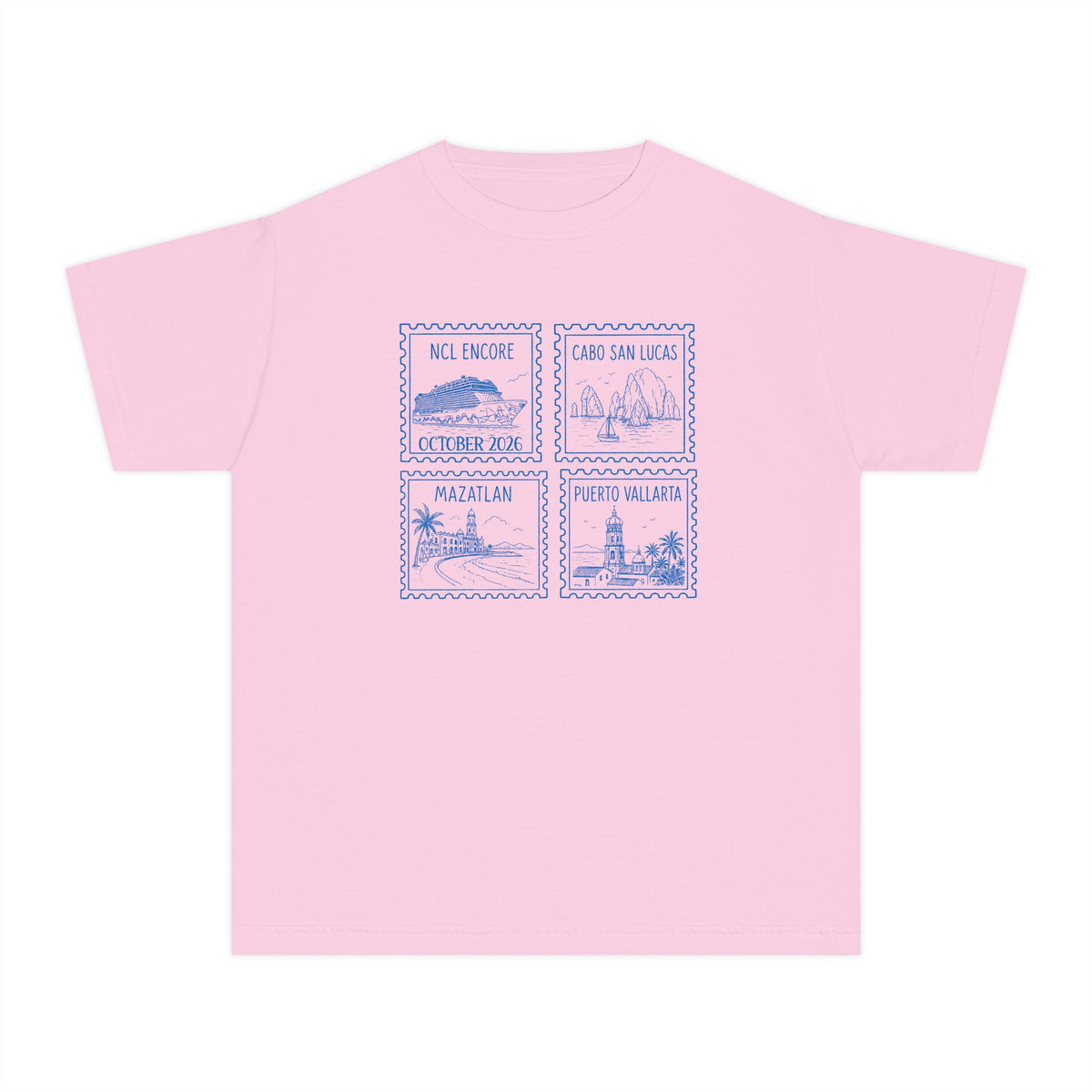 Custom Stamp Cruise Matching Family Kids Youth Tee Comfort Colors