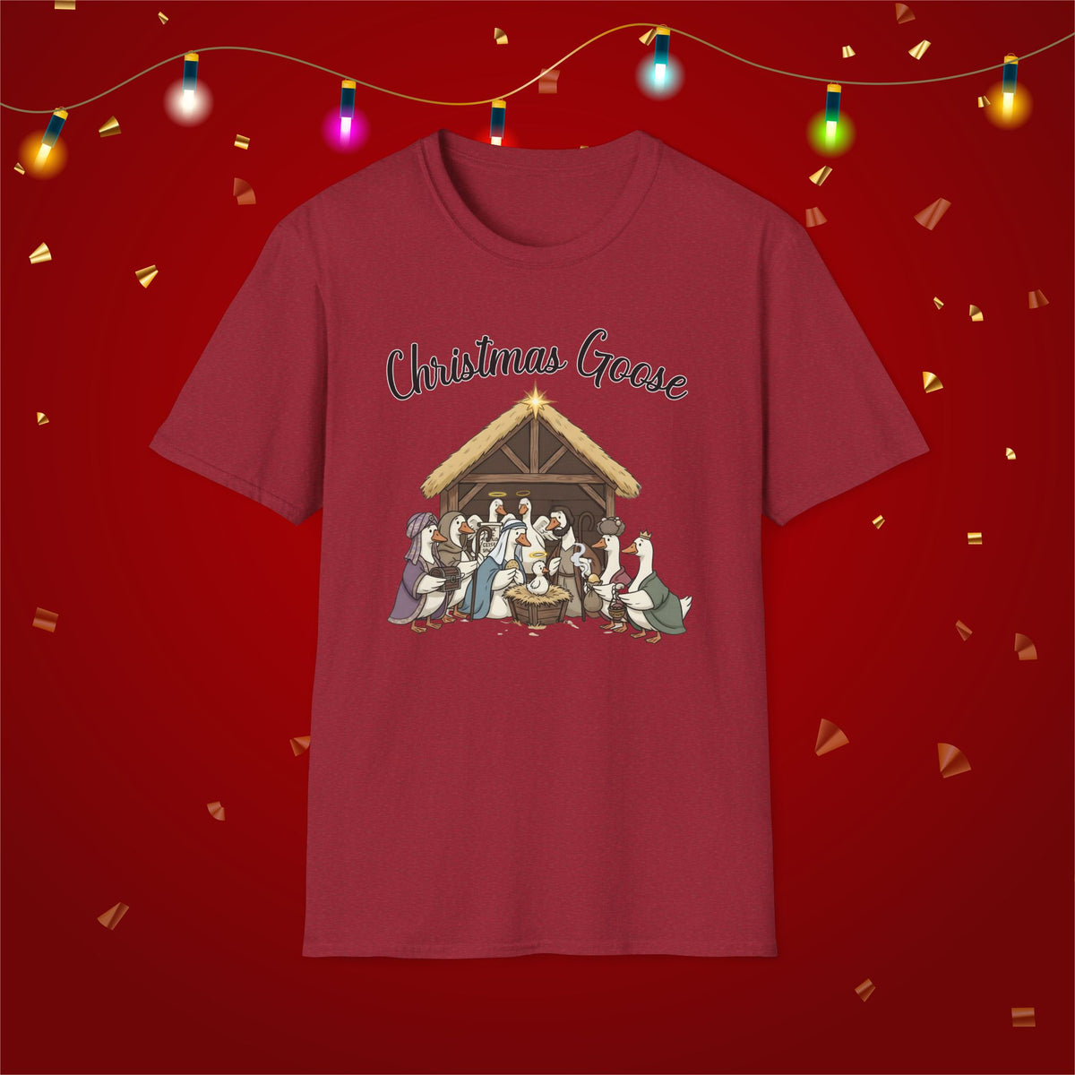 Christmas Goose Nativity Funny Silly Goose Unisex Softstyle T-Shirt Jesus Christian Shirt for Mom Grandma Xmas Manger T-Shirt