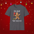 Christmas Pickleball Funny Gingerbread Man Paddle Unisex Softstyle T-Shirt Team Shirt for Mom Grandma Dad Favorite Player Gift Xmas Gift