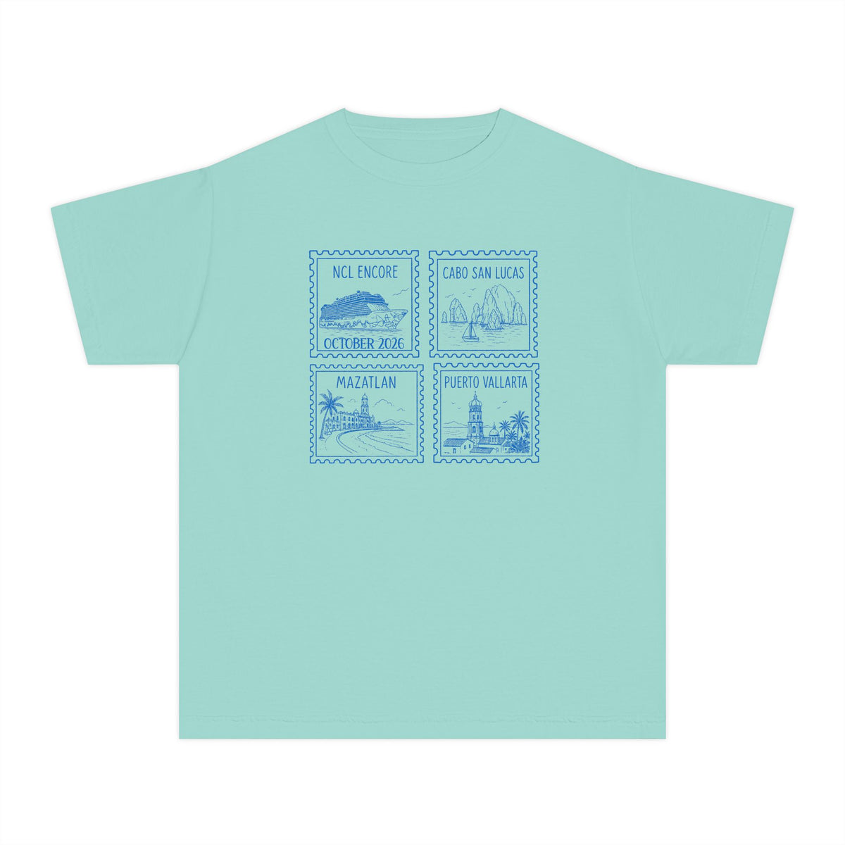 Custom Stamp Cruise Matching Family Kids Youth Tee Comfort Colors