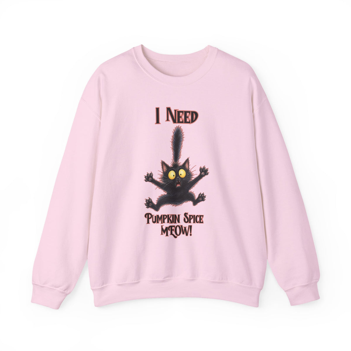 I Need Pumpkin Spice Meow Crewneck | Black Cat Halloween Sweatshirt