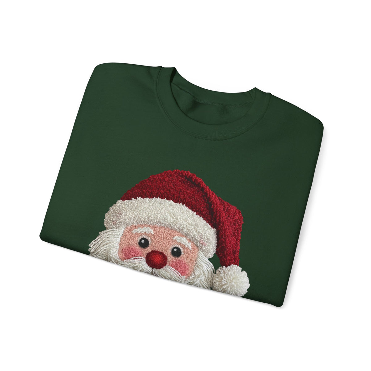 Yarn Look Crochet Santa Sweatshirt,  Viral Faux Latch Hook Christmas Shirt, Cute Holiday Sweater, Plus Size Available