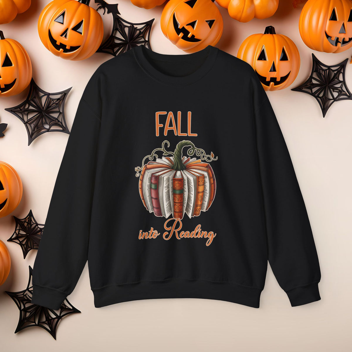 Funny Halloween Pumpkin Reading Bookish Crewneck Cute Fall Fun Pumpkin Cozy Season Sweatshirt Autumn Book Club Shirt for Mom Daughter Bestie