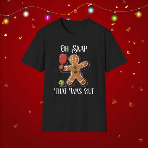 Christmas Pickleball Funny Gingerbread Man Paddle Unisex Softstyle T-Shirt Team Shirt for Mom Grandma Dad Favorite Player Gift Xmas Gift
