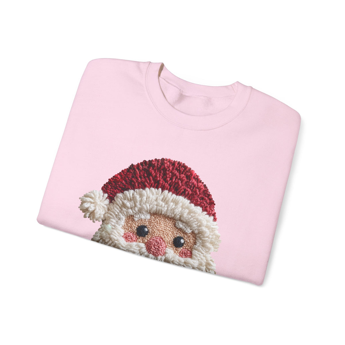 Yarn Look Crochet Santa Sweatshirt, Viral Faux Latch Hook Christmas Shirt, Cute Holiday Sweater, Plus Size Available