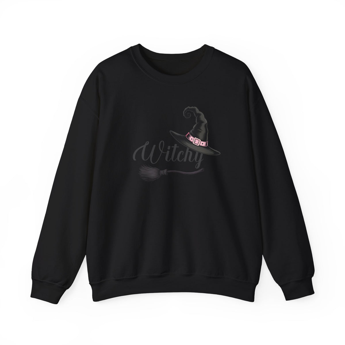 Witchy Hat with Broom Sweatshirt | Halloween Witch Crewneck