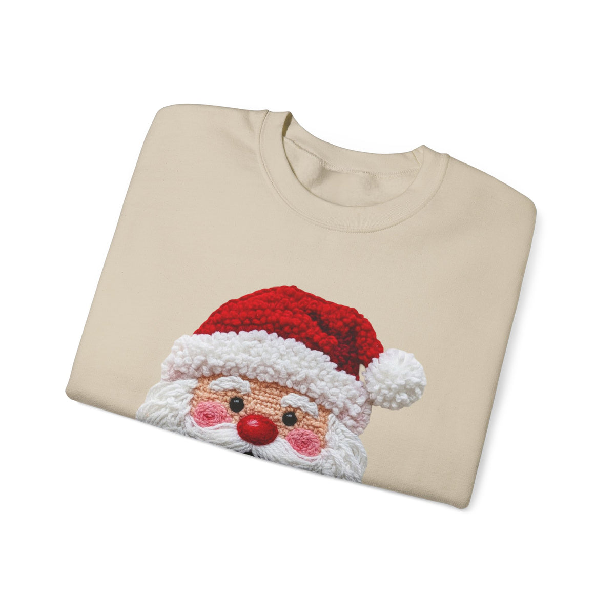 Yarn Look Crochet Santa Sweatshirt,  Viral Faux Latch Hook Christmas Shirt, Cute Holiday Sweater, Plus Size Available