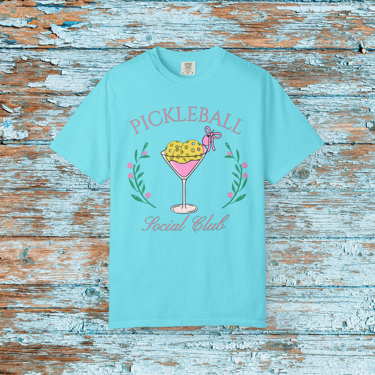 Pickleball Funny Comfort Colors Shirt Pickleball Social Club Coquette Bow Cocktail Shirt for Her Him Mom Team Pickleball Lover Player Gift