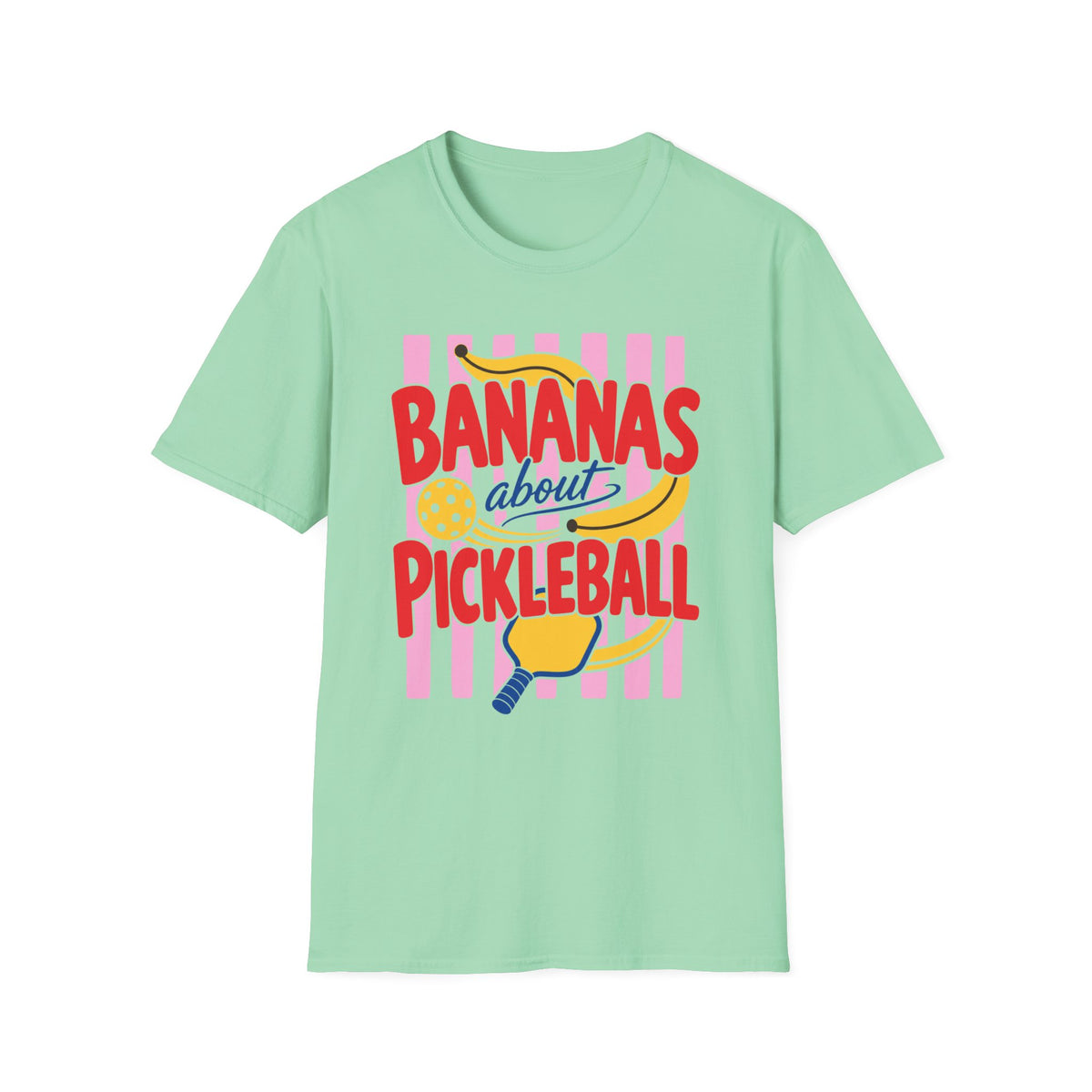 Bananas About Pickleball T-Shirt | Retro Fruits Stripes Design | Pickleball Player Shirt | Pickleball Gift for Mom Her
