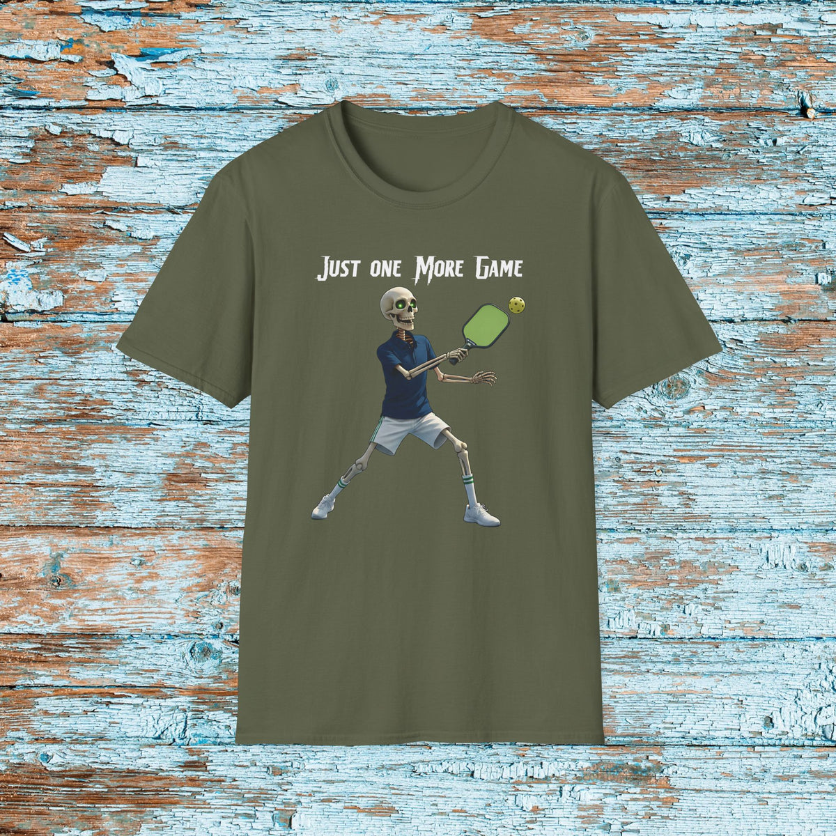Funny Pickleball Skeleton Just One More Game Retirement Shirt for Dad Mom Gift for Pickleball Lover Player Matching Shirts Team Shirt