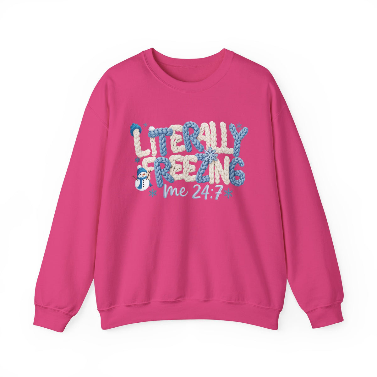 Funny Literally Freezing Sweatshirt, Faux Yarn Winter Crewneck, Funny Cold Weather Sweater, Cozy Winter Shirt, Shirt for Mom Grandma